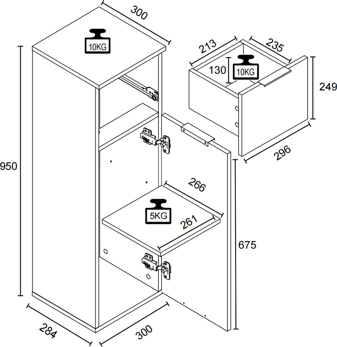 Mobile da bagno H95x30x30