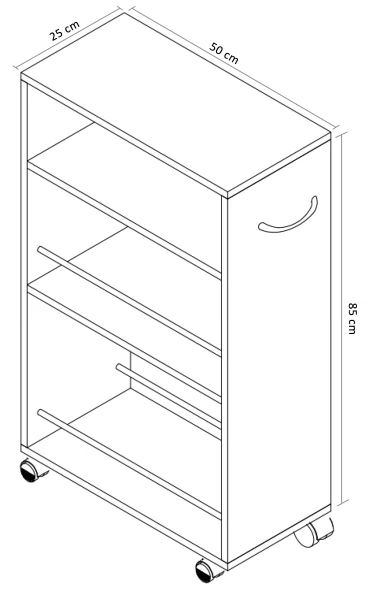 Carrello da cucina a nicchia H 85 x L 25 x P 50 cm