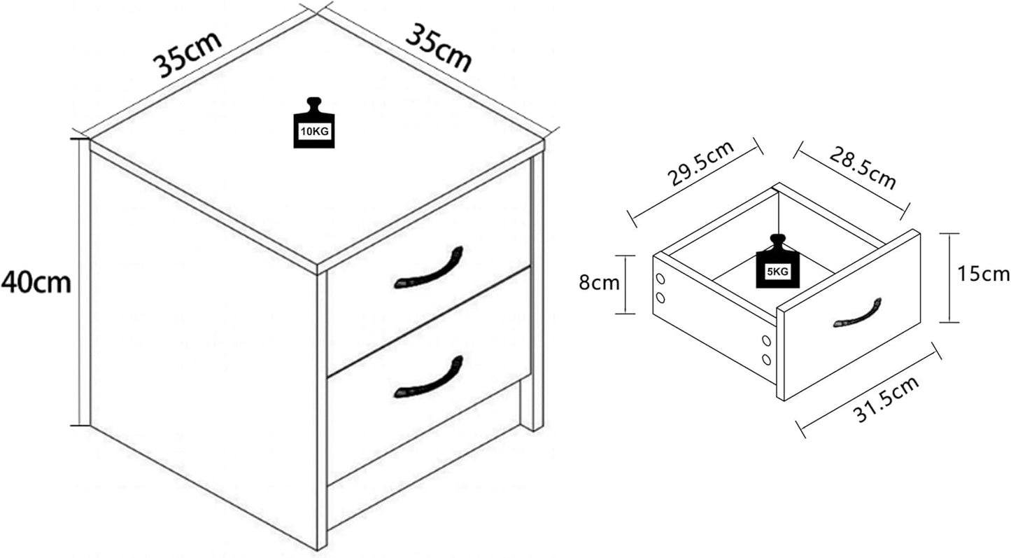 Mini Comodino in legno con cassetto e consolle Comodino Nero