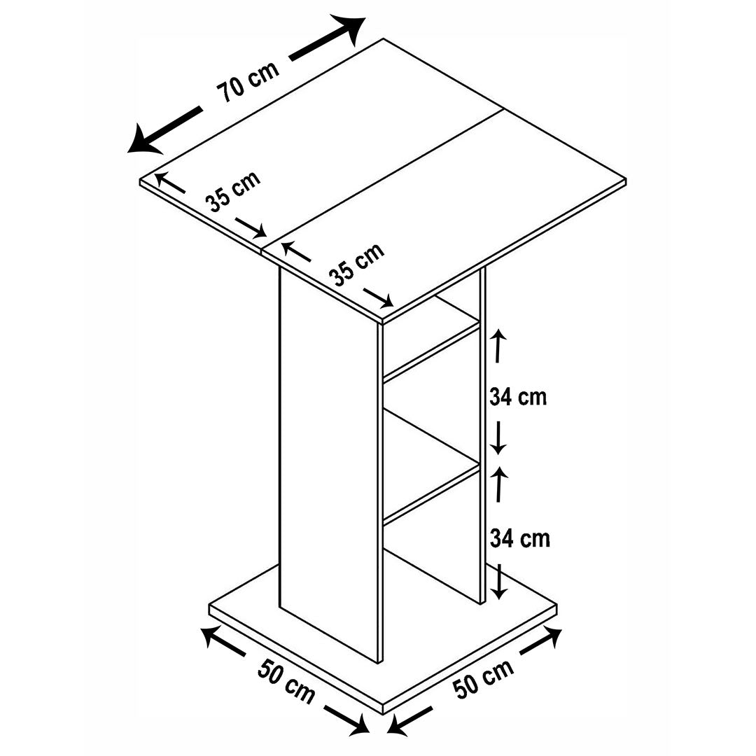 tavolo alto da bar in legno 108 x 70 x 70 cm