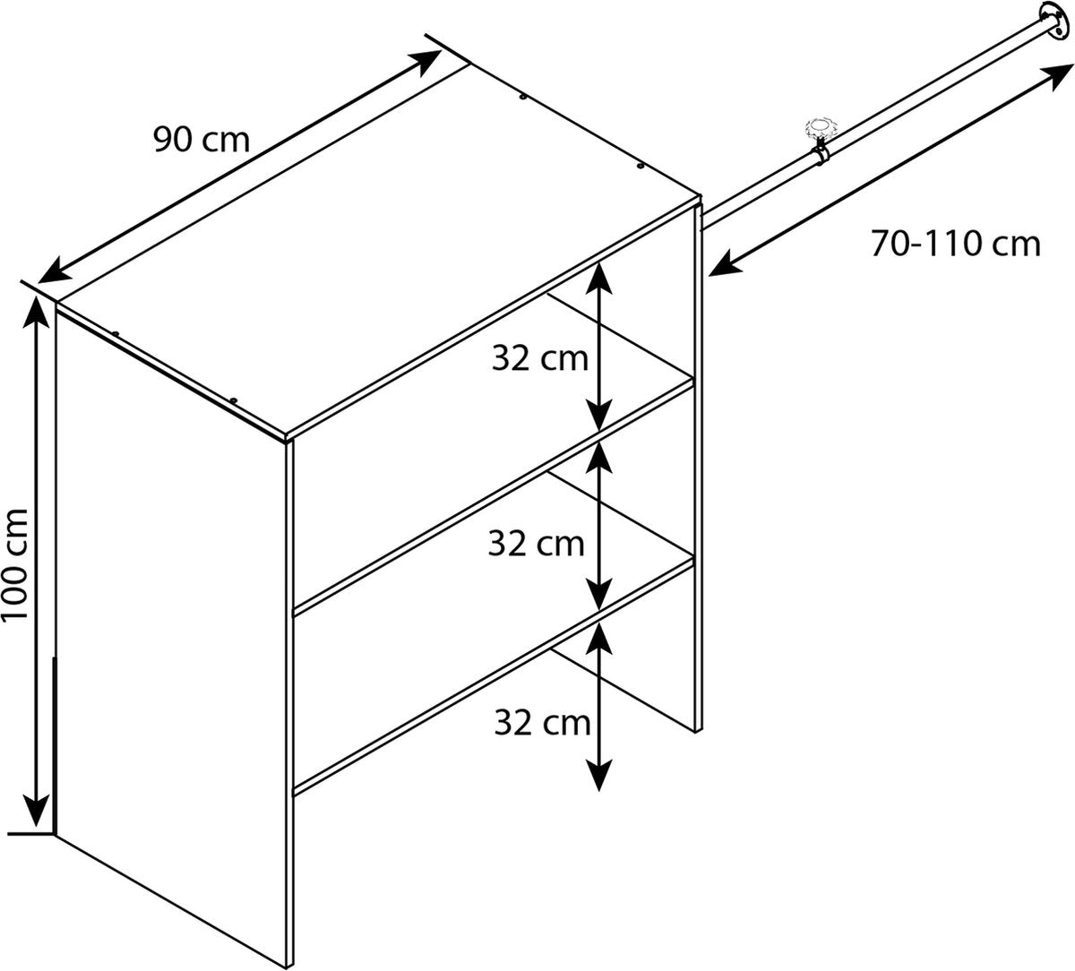 Ripiano Guardaroba Aperto 90x50xh100cm