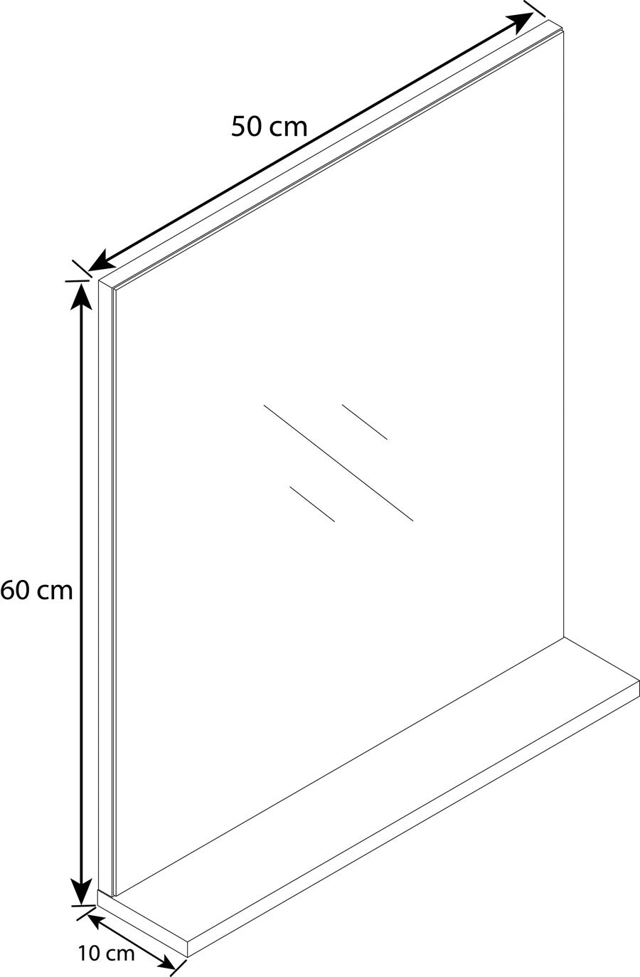 Specchio da bagno  H. 60 x L. 50 x P. 2 cm bianco/rovere