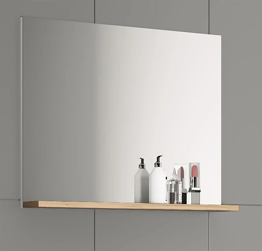 Specchio da bagno  H. 60 x L. 50 x P. 2 cm bianco/rovere