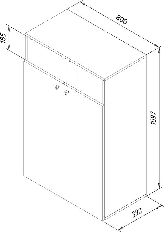 Armadio Portabiancheria 2 scomparti 110 x L. 80 x P. 39 cm