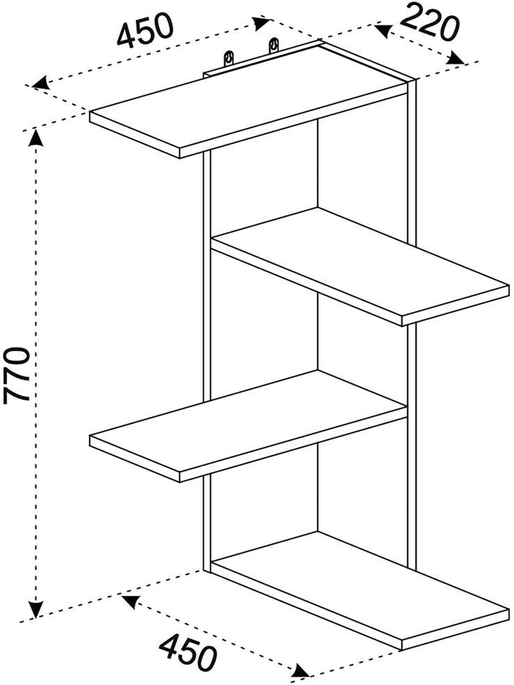 Mensola da parete in legno angolare 77 x 45 x 45 cm