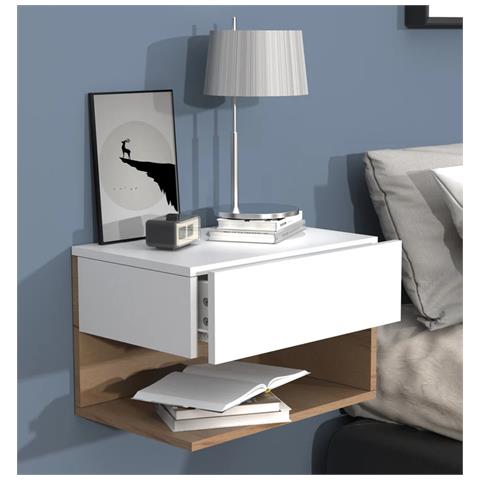 Comodino da letto  sospeso a muro con cassetto  30 x 45 x 32 cm