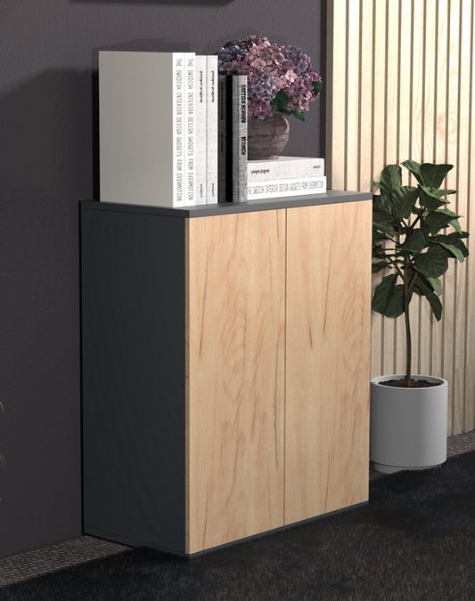 Credenza Cassettiera in Legno Antracite-Rovere H73 X L 60 XP 32
