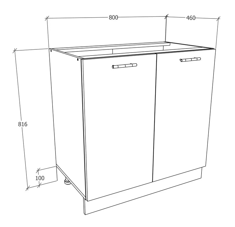 Mobile cucina L 80 cm Base con ante battenti