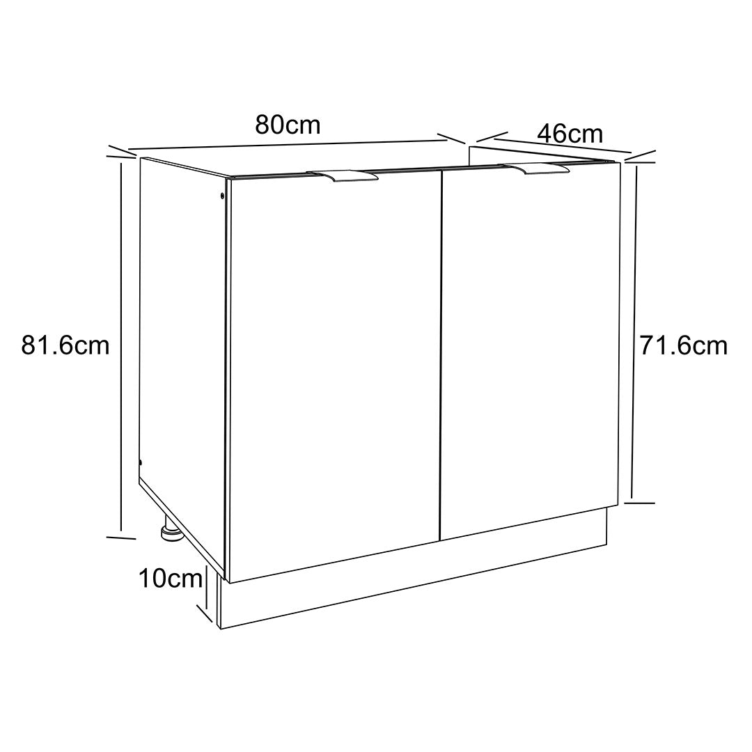 Mobile base cucina Fasola per lavello 80 cm 2 ante bianco