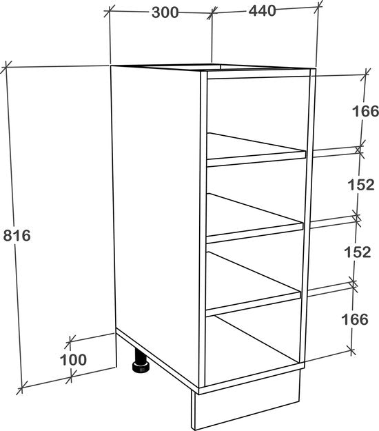 Mensola Mobile Base da Cucina  h. 82 x b. 30 x d. 44 cm Bianco