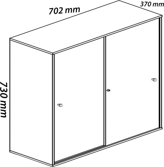 Mobiletto per Ufficio  2 ante scorrevoli H. 74 x P. 37 cm