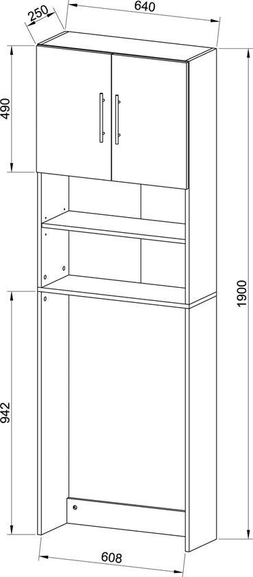 Mobiletto per Lavatrice  L. 64 x A. 190 x P. 25 cm