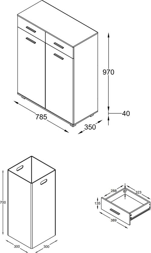 Armadio Biancheria  H. 97 x L. 79 x P. 35 cm