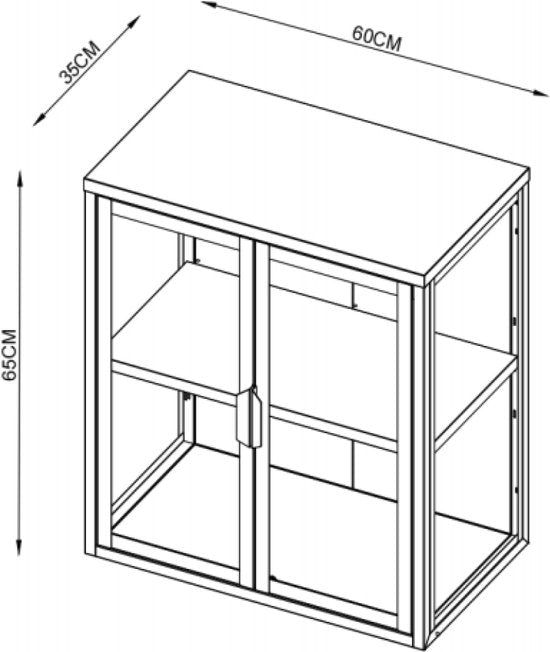 Vetrina da parete in vetro 65x60x35 cm