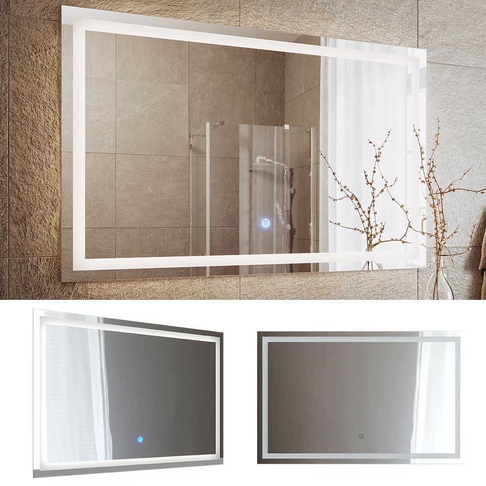 Specchio bagno Vetro 110 x 70 cm con illuminazione a LED, Viola