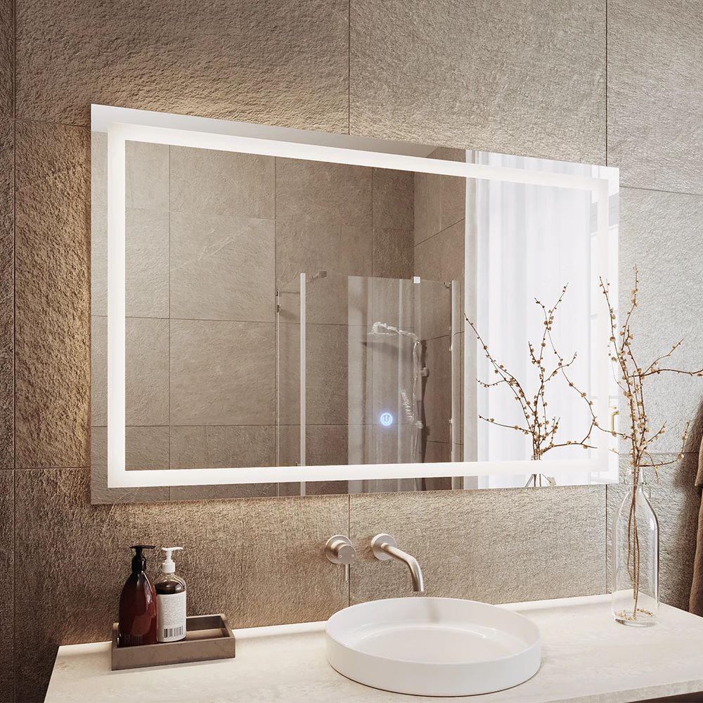 Specchio bagno Vetro 110 x 70 cm con illuminazione a LED, Viola