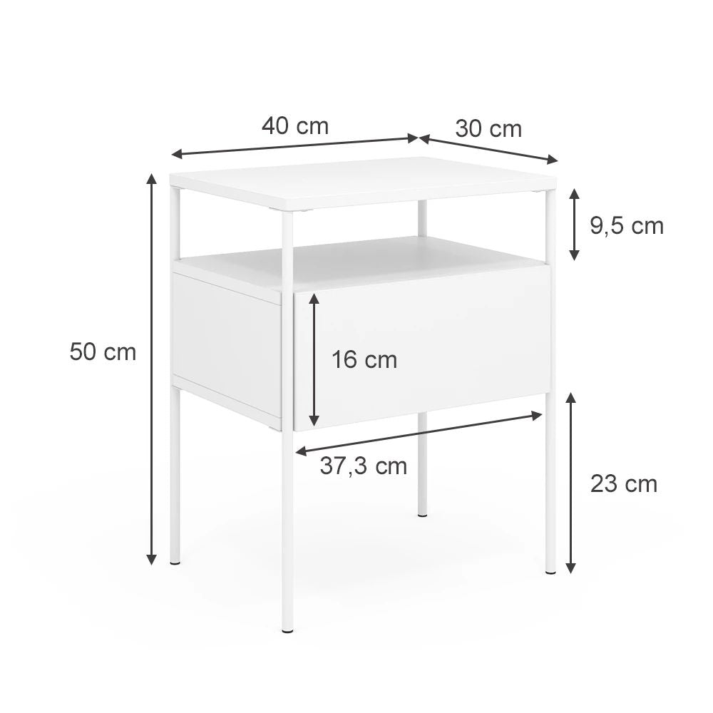 Comodino Bianco 40 x 50 cm Set da 2 BIANCO