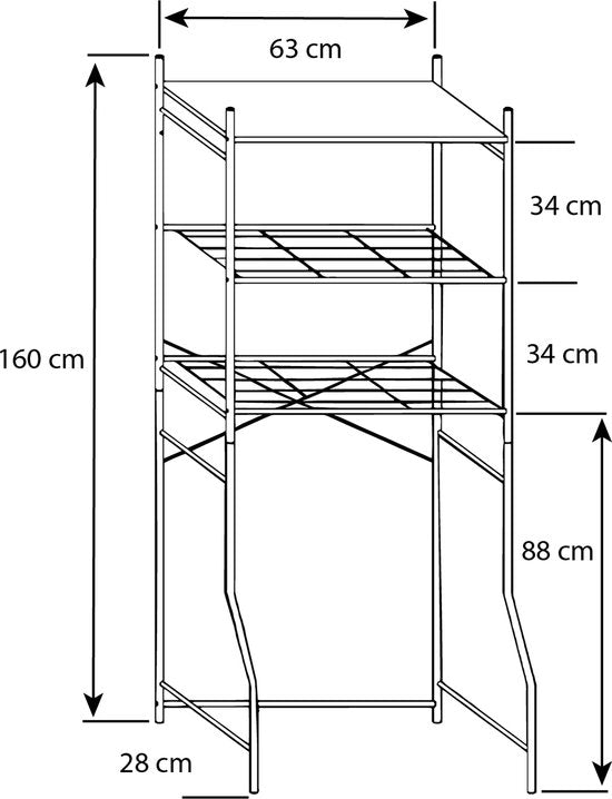 Sovrastruttura lavatrice in metallo  L. 64 x H. 160 x P. 25 cm