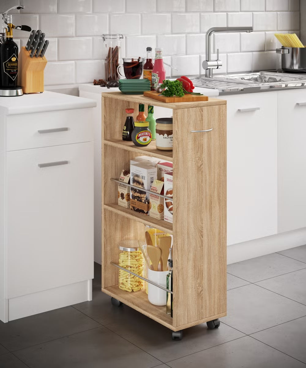 Carrello da cucina a nicchia H 85 x L 25 x P 50 cm